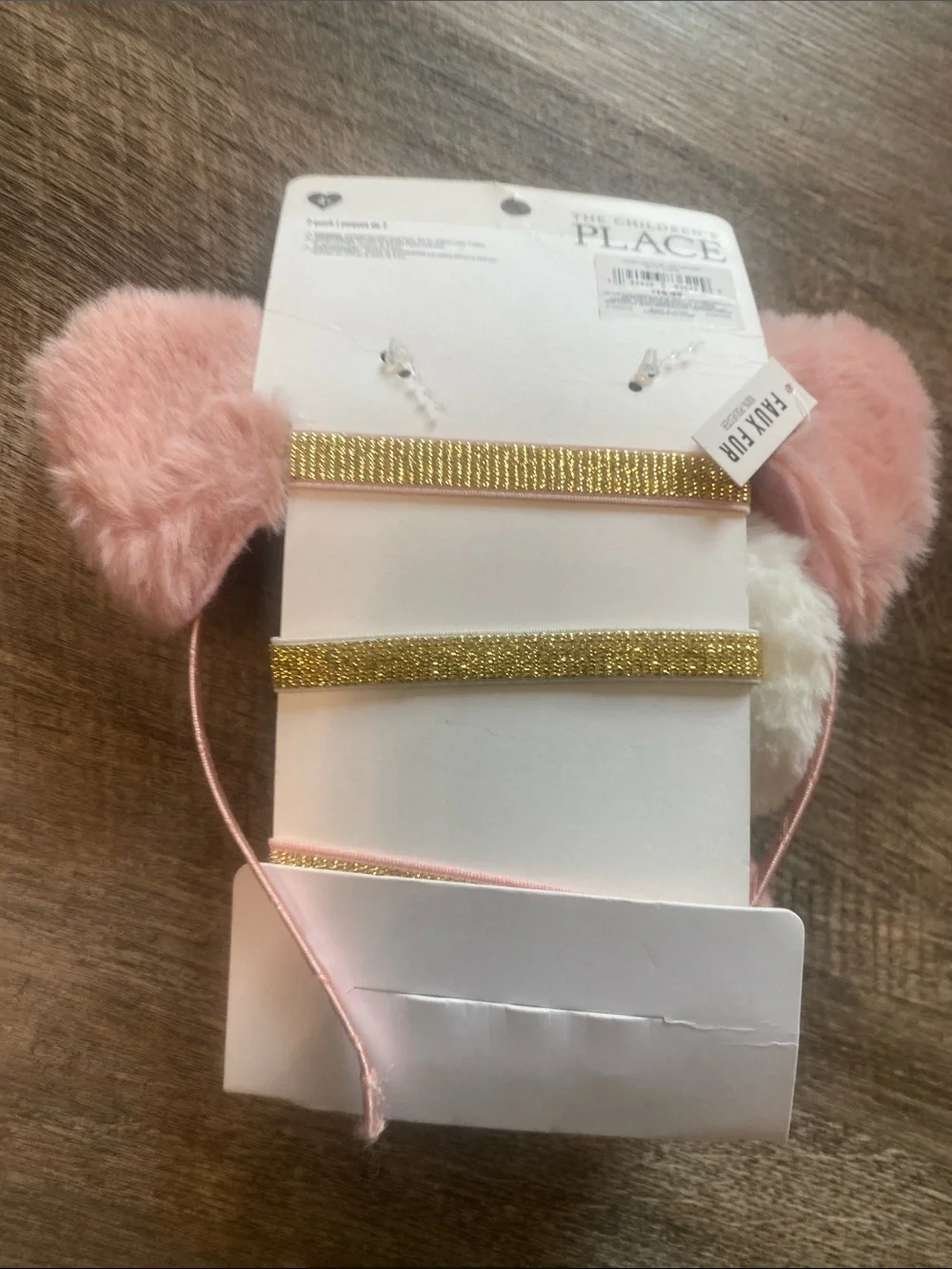 NWT Children’s Place furry 3 Pompoms pony’os  Cat Ear Headband Set